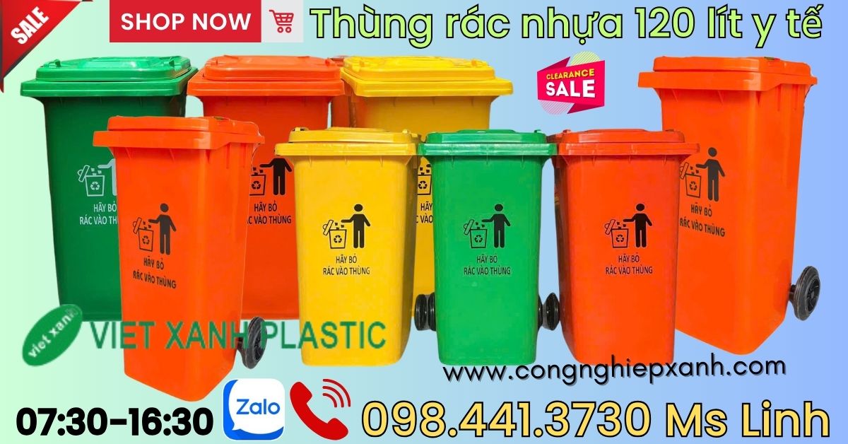 Thùng rác nhựa 120 lít nắp kín